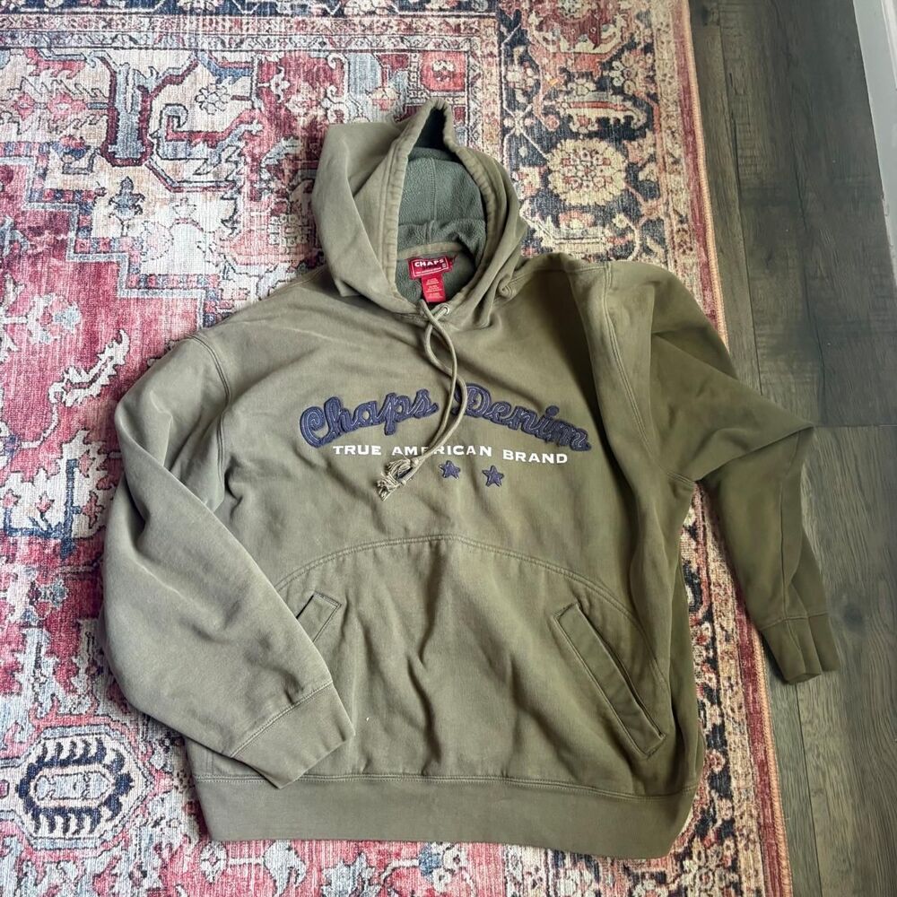 Chaps Men's Khaki and Green Hoodie